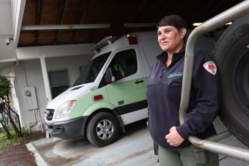 Sapphire Alvarez sued the Graton Fire Protection District in 2022, alleging she was the victim of a hostile work environment, and recently settled her lawsuit. Alvarez currently works as an EMT. Photo taken in Healdsburg on Wednesday, March 27, 2024. (Christopher Chung/The Press Democrat)