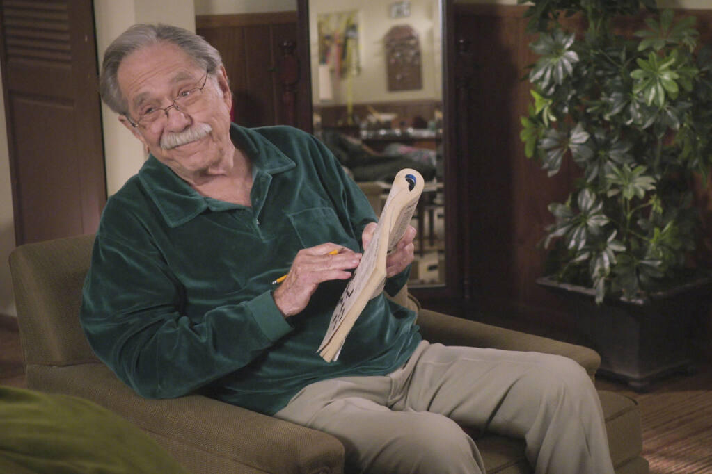 This image released by ABC shows George Segal in a scene from the comedy series, "The Goldbergs." Segal, the banjo player-turned-actor who was nominated for an Oscar for 1966's "Who's Afraid of Virginia Woolf?,“ and starred in the ABC sitcom "The Goldbergs," died March 23, his wife said. He was 87. (ABC via AP)