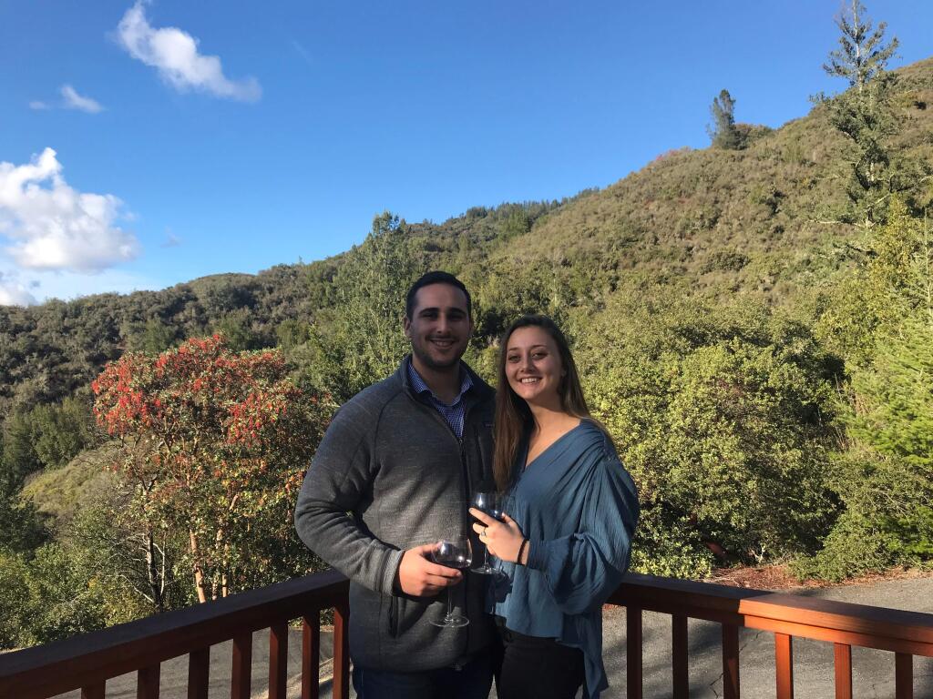 Tyler Cella and his girlfriend Victoria Ramia are two twenty-somethings drawn to the Wine Road Barrel Tasting.
