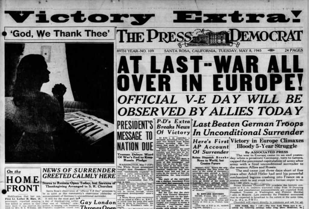 The Press Democrat, 1945The war in Europe officially ended on May 8, 1945. What that meant for the people at home was that their loved ones would soon be returning.