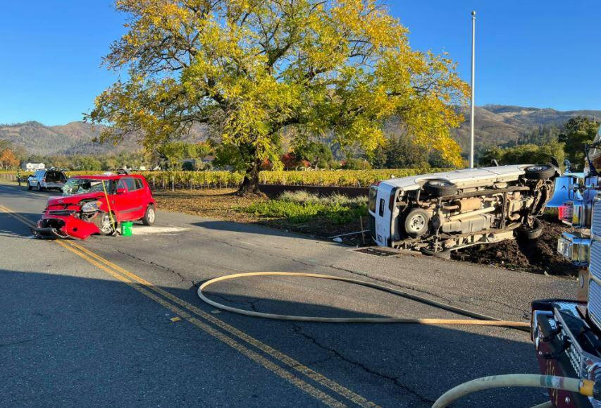 Three people were injured in a crash on Highway 12, Thursday, Oct. 28, 2021. (Kenwood Firefighters / Facebook)