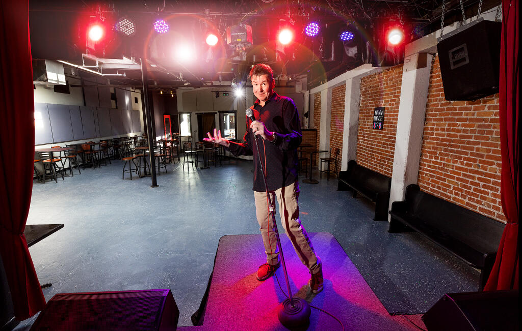 After a decade of producing local comedy shows, Casey Williams is opening the Barrel Proof Lounge featuring comedy shows, live music dance parties and more in downtown Santa Rosa, Wednesday, Feb. 15, 2023. (John Burgess / The Press Democrat)