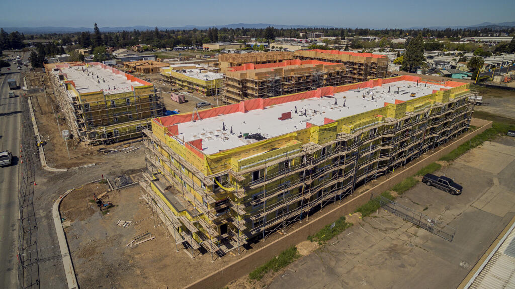 Construction continues on the 252 unit Yolanda Apartments as the Santa Rosa city council agreed this week to impose fees on new housing developments to offset water use in Santa Rosa. Friday April 1, 2022. (Chad Surmick / The Press Democrat)