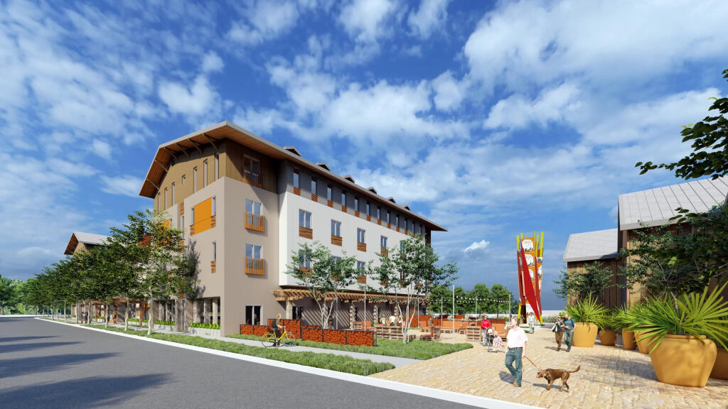 The new Cotati Hotel will occupy a 2-acre property immediately off Highway 101. It will have a plaza and marketplace to complement the space, boasting 153 rooms with five suites, a lounge bar, fitness center and outdoor. (The Cotati Hotel)