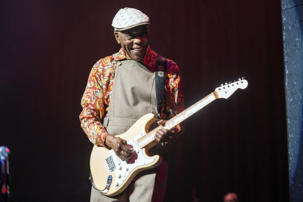 Buddy Guy performs on Sunday, Feb. 19, 2023, at the Rialto Square Theatre in Joliet, Ill. (Photo by Rob Grabowski/Invision/AP)