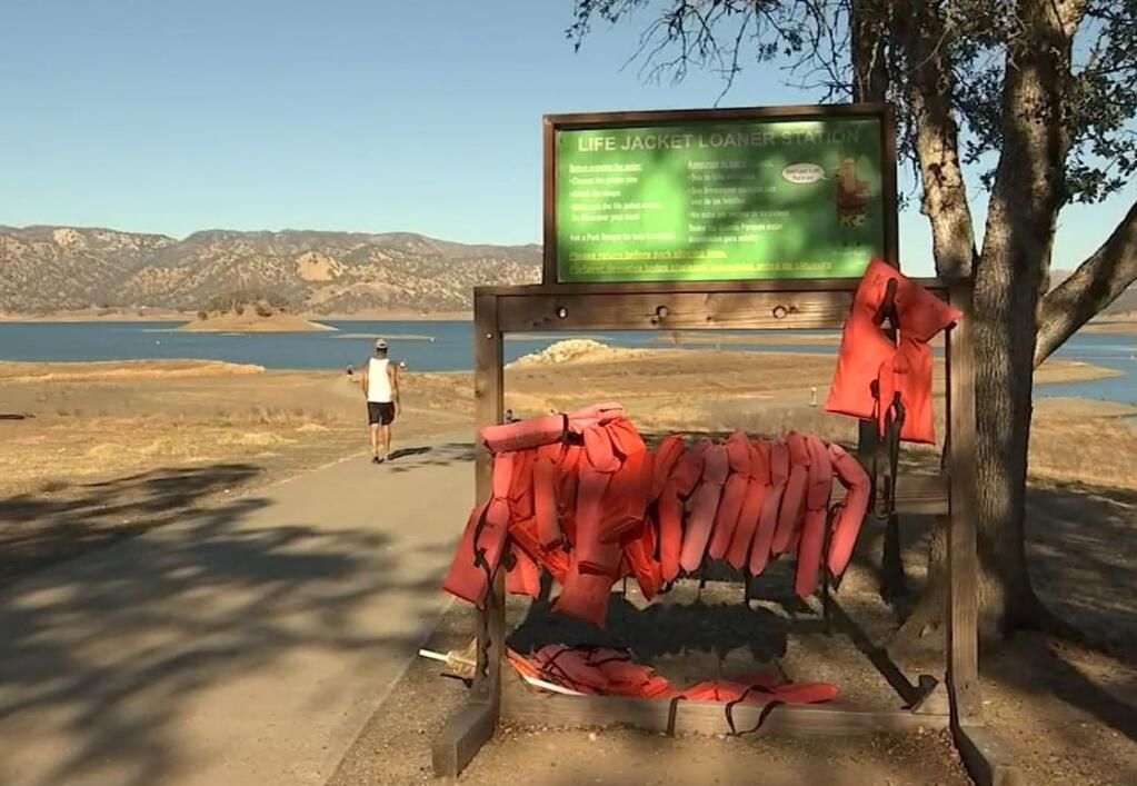 The life jacket loaner station at Lake Berryessa’s Oak Shores Day Use Area. (Napa County Sheriff’s Office / Twitter)