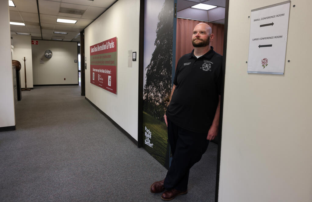 Santa Rosa emergency preparedness manager Neil Bregman stands in the underutilized city building along Stony Point Road where a permanent emergency operations center will be housed, in Santa Rosa on Wednesday, March 23, 2022. (Christopher Chung/ The Press Democrat)