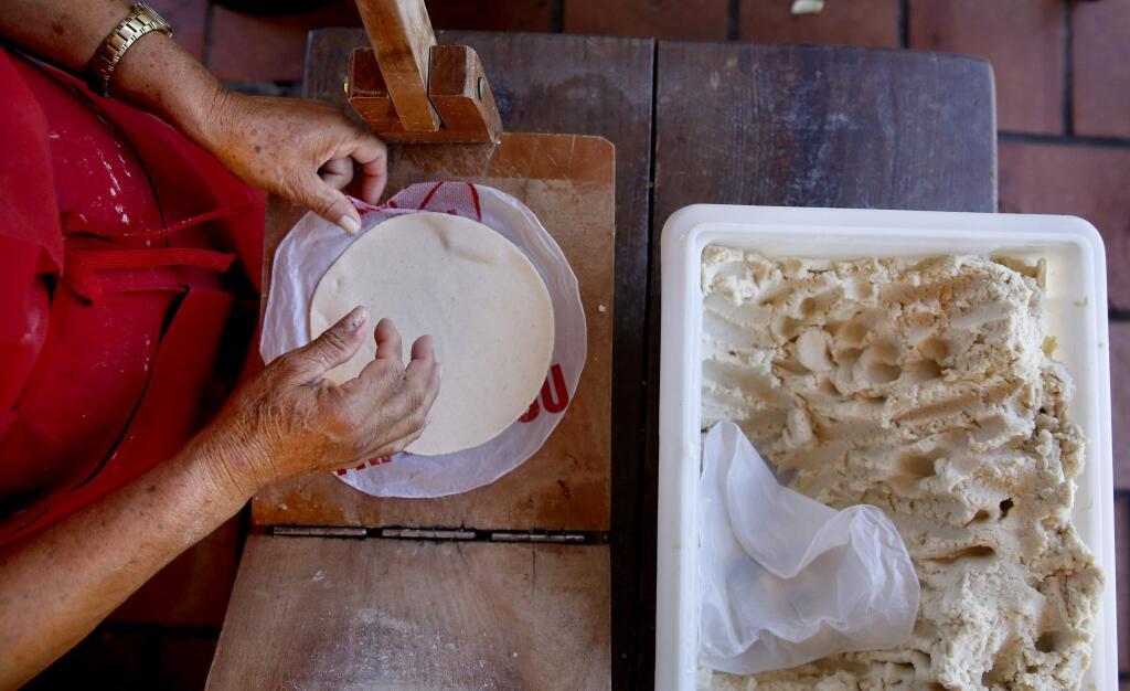 Learn to make handmade tortillas with masa at a class and luncheon at Keller Estate Winery in Petaluma on April 14. (Beth Schlanker / The Press Democrat file, 2016)