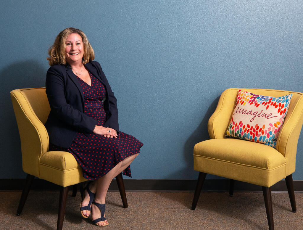 Program director Dr. Lisa Hirsch poses for a portrait at the Elizabeth Morgan Brown Center, a One Mind ASPIRe Clinic where mental health services are provided by Aldea Children and Family Services and Buckelew Programs in Santa Rosa, California, on Saturday, September 19, 2020. (Alvin A.H. Jornada / The Press Democrat)