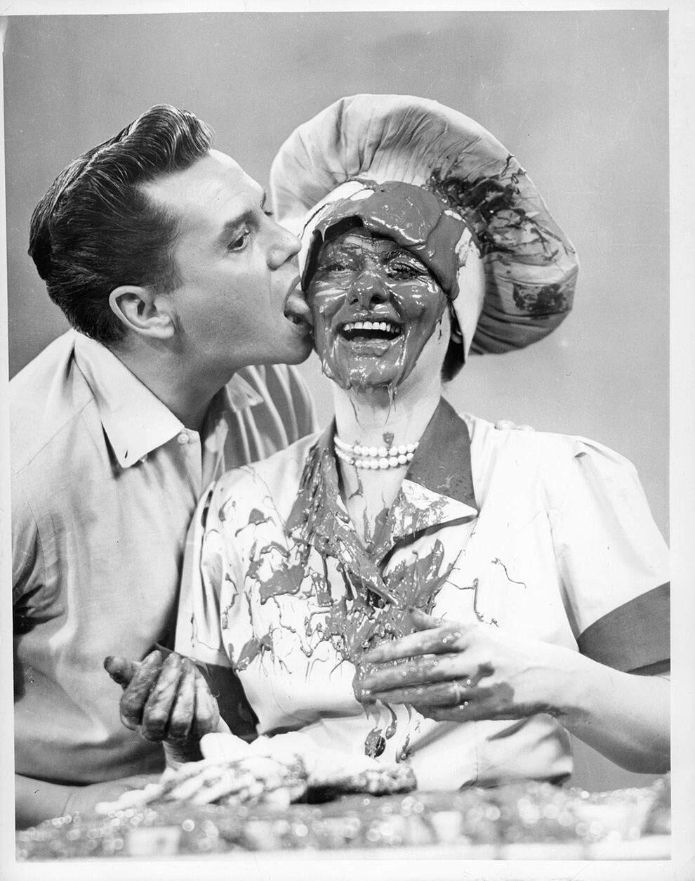 Desi Arnaz flaunted social-distancing norms with Lucille Ball following the filming of the famous chocolate factory scene in 1952.