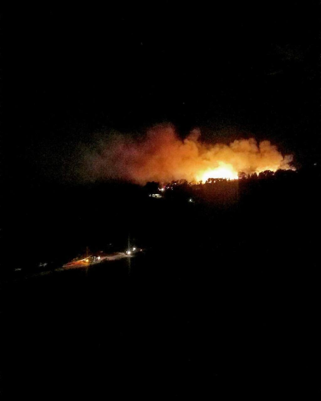 A fire broke out at a Lake Sonoma campsite early Sunday, Aug. 13, 2017. (Submitted by Sara Baxter)