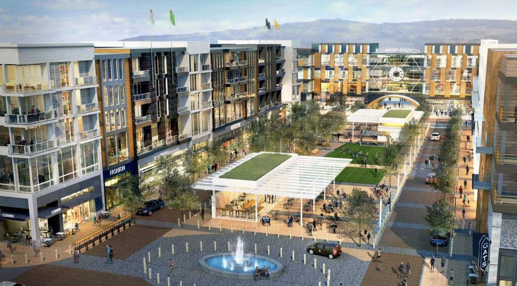 Station Avenue, formerly called Rohnert Station, envisions a mixed-use development with homes, offices, retail shops and a hotel on a 32-acre campus just south of Rohnert Park Expressway. (LAULIMA DEVELOPMENT)