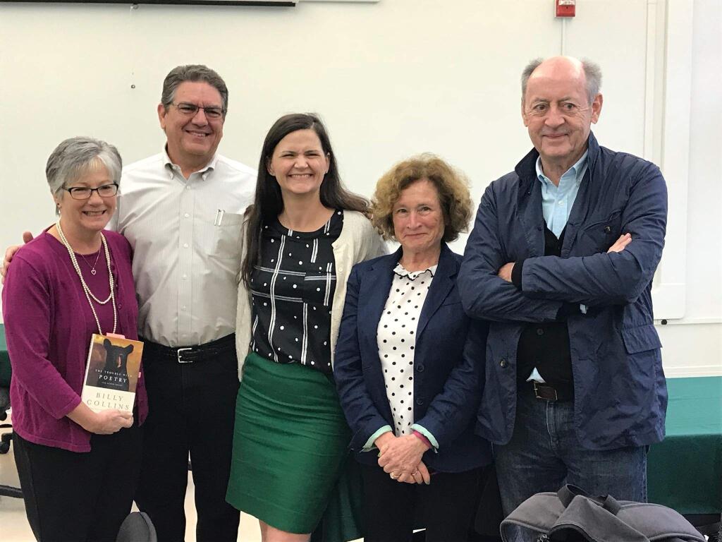 Members of the SVHS English Department with poet Billy Collins (far right), who appeared in Sonoma on Friday as part of the inaugural Sonoma Valley Authors Festival. Submitted photo.