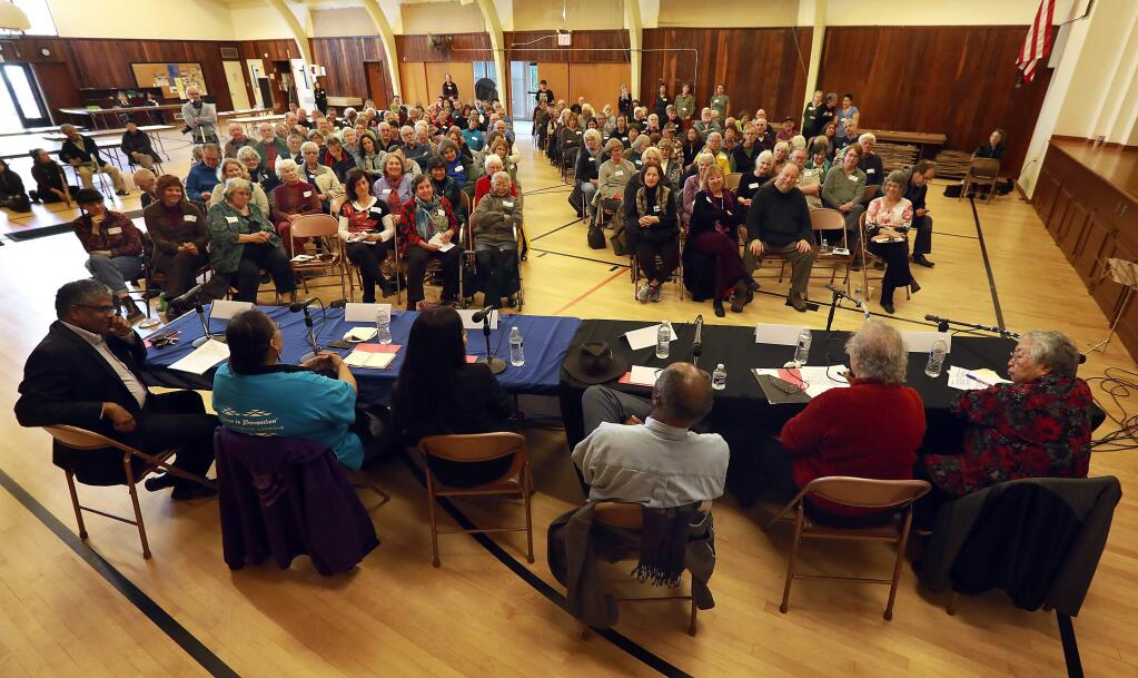 A panel of diverse ethnic and religious speakers discussed 'Protecting Human Rights: Solidarity in Diversity' at the Enmanji Buddhist Temple in Sebastopol on Friday, Saturday 18, 2017. (John Burgess/The Press Democrat)