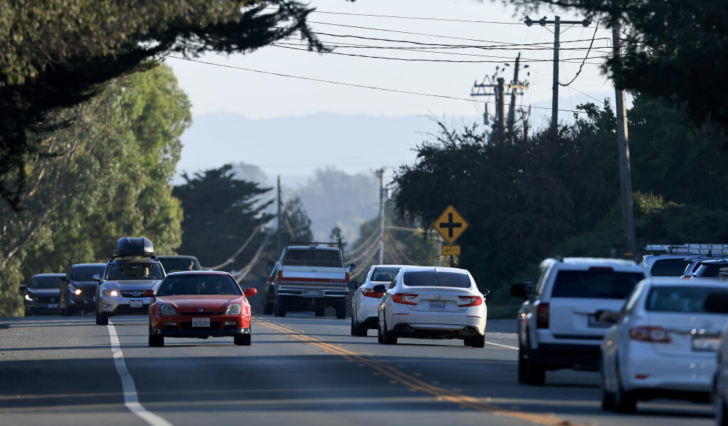 A section of Old Redwood Highway, Tuesday, Oct. 11, 2022, south of Penngrove where a pedestrian was struck and killed by a car while crossing the highway near the Twin Oaks Tavern. (Kent Porter/The Press Democrat file)