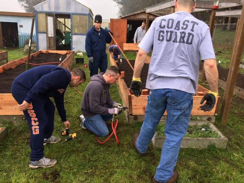MIKE SIMPSON PHOTOCoast Guard Master Chiefs from the Two Rock Coast Guard Station helped built a Habitat Garden at Two Rock Elementary School. The project was financed by an Impact Grant from the Petaluma Educational Foundation.