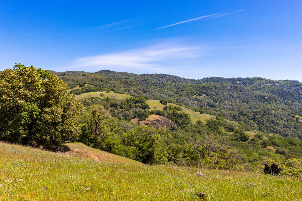 The trend for rural land, such as this 600+ acre parcel just outside of Cloverdale, offers what many urban Californians are seeking these days, privacy, expansive views, a sense of peace as well as usable land accessed by a well-maintained road traversing open meadows and native oak forests.  (Photo courtesy of Kevin McDonald, with Sotheby's International Realty)