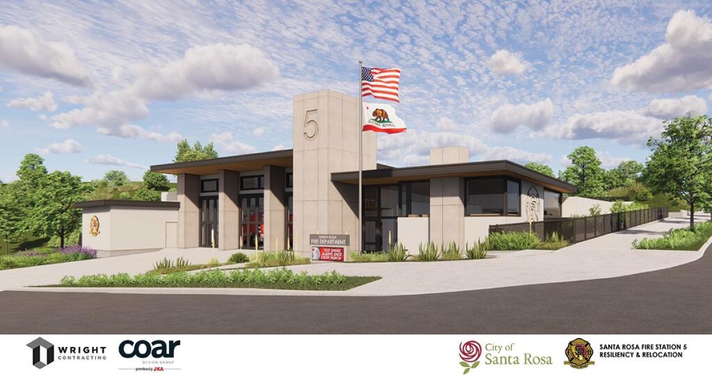 A rendering of the new Santa Rosa Fire Station 5 in Fountaingrove that will replace the former station destroyed in the 2017 Tubbs Fire. (City of Santa Rosa)