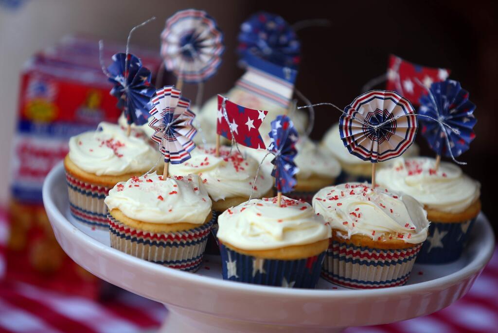 Cupcakes decorated for the 4th of July festivities at Terri and Alan McCandless' Santa Rosa home.(Christopher Chung/ The Press Democrat)