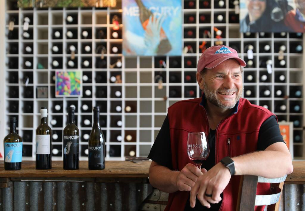 Mercury Wine owner/winemaker Brad Beard pictured in his Geyserville tasting room. (CHRISTOPHER CHUNG/PD)