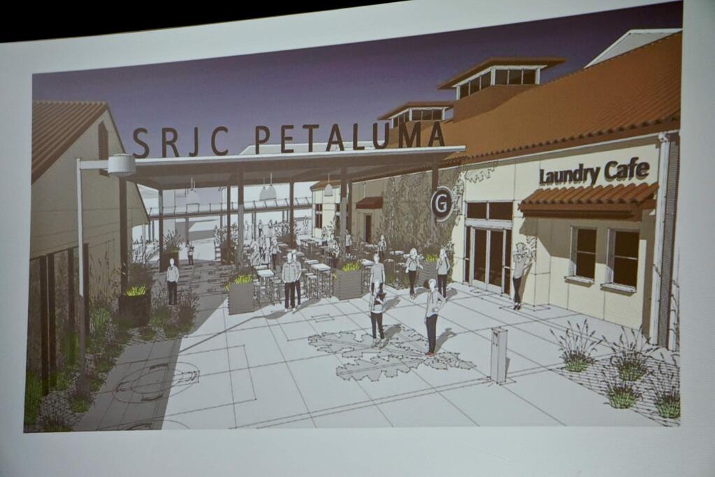 Some off the future plans for the Petaluma Campus shown by Leigh Sata at the 7th Annual SRJC Community Breakfast held on June 7, 2018 at the SRJC Petaluma Camus. JIM JOHNSON for the ARGUS COURIER.