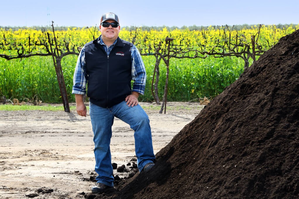 Tony Rose is the vineyard manager at the Michael David Winery in Lodi. Recology delivers compost there from its North Bay recycling centers. (Larry Strong photo)