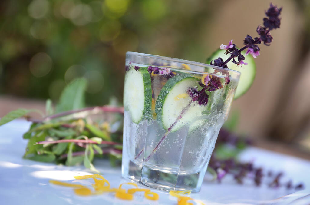 When it’s warm out, The Epicurian Connection chef/owner Sheena Davis suggests this refreshing Basil, Cucumber and Mint Spritzer. (Christopher Chung/The Press Democrat)
