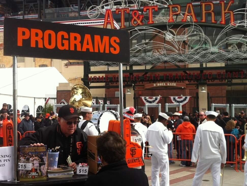Fans ready for the Giants' home opener at AT&T Park in San Francisco on Monday, April 13, 2015. (KENT PORTER/ PD)