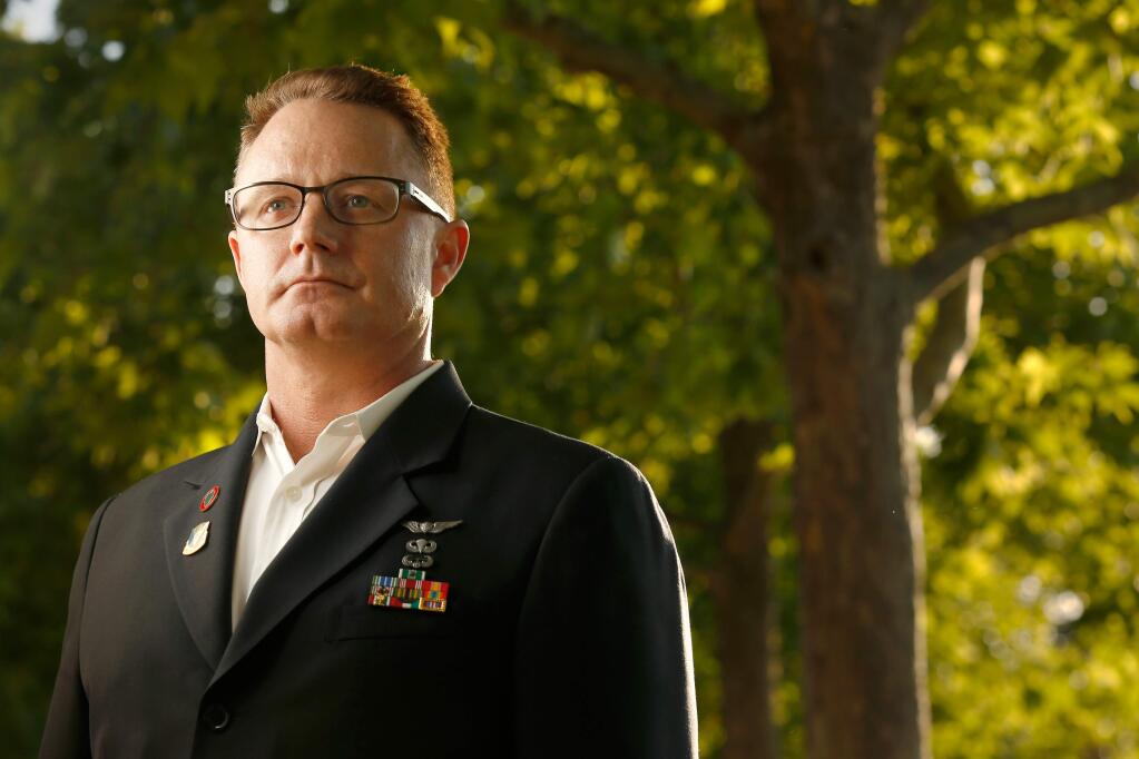 Desert Storm veteran Eric Henderson of Santa Rosa, who deployed with the 24th Infantry Division, will march in the national Memorial Day parade in Washington, DC and is an advocate for a national Gulf War memorial in the capital. (Alvin Jornada / The Press Democrat)