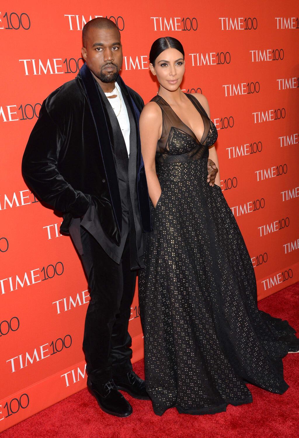 Kanye West, left, and Kim Kardashian attend the TIME 100 Gala, celebrating the 100 most influential people in the world, at the Frederick P. Rose Hall, Time Warner Center on Tuesday, April 21, 2015, in New York. (Photo by Evan Agostini/Invision/AP