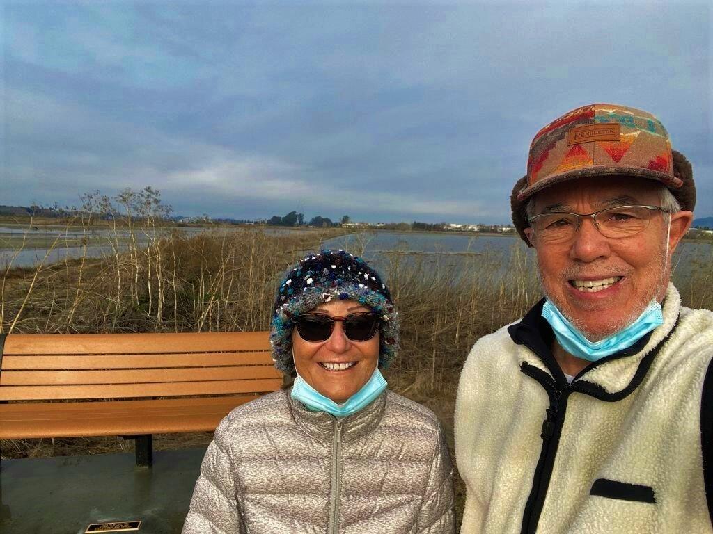 DREAM COME TRUE: Diane and Jerry Pozo at the recently installed bench at Shollenberger Park.