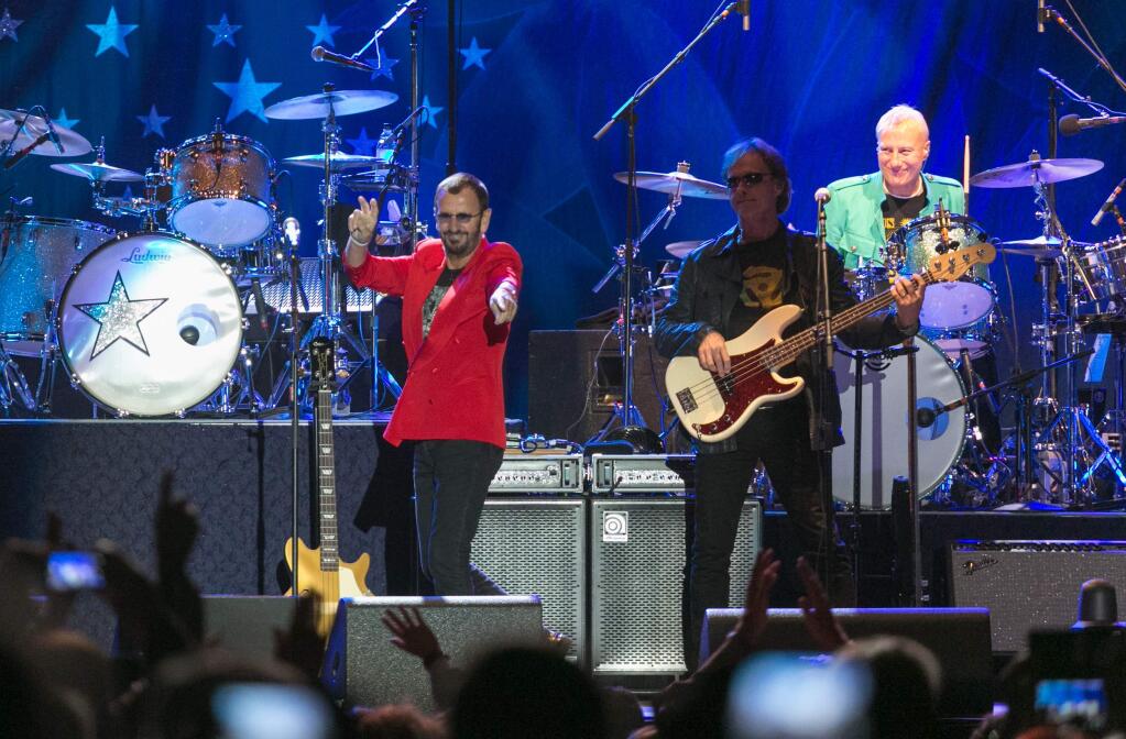 Ringo Starr greets the Sonoma crowd at the 2015 Sonoma Music Festival. (Photo by Julie Vader/Special to the Sonoma Index-Tribune)