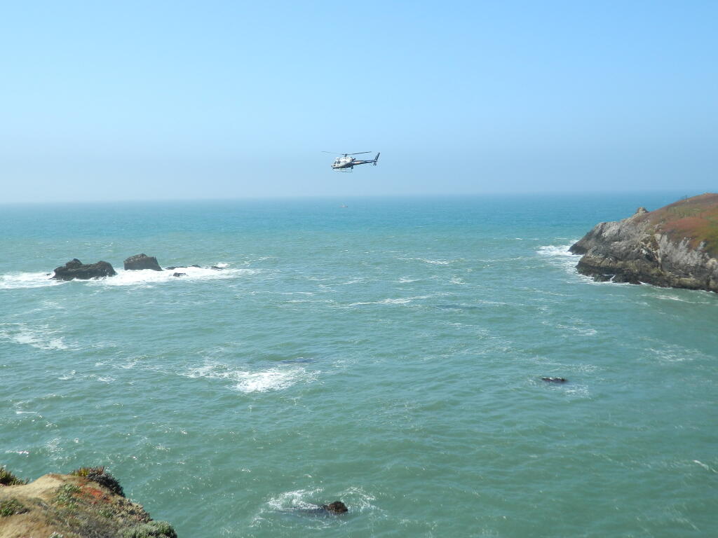 The U.S. Coast Guard was notified about the missing swimmer at about 10:45 a.m. after a state parks ranger reported losing sight of a person in the ocean near Duncan’s Landing, north of Bodega Bay (Pat Paterson)