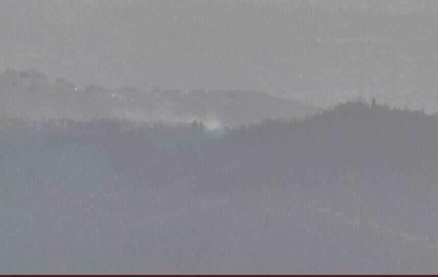 A view from the fire camera atop Mount St. Helena, looking west toward a reported brush fire off Redwood Hill Road northeast of Santa Rosa. (Alertwildfire.org)