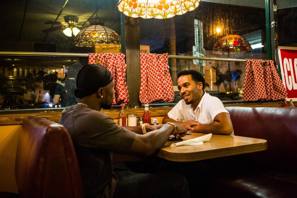 A24FilmsTrevante Rhodes as the adult Chiron and André Holland as the adult Kevin in the Oscar nominated drama 'Moonlight.'