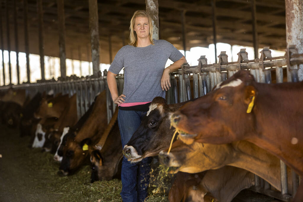Jennifer Beretta and her family have operated the Beretta Family Organic Dairy since the 1960s. The dairy owners fear their taxes would double if Proposition 15 passes and removes the Proposition 13 caps for commercial businesses. (John Burgess / The Press Democrat)