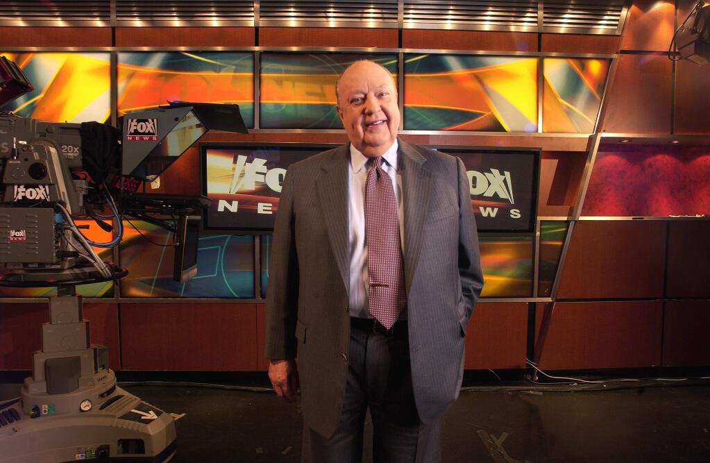 FILE - In a Sept. 29, 2006 file photo, Fox News CEO Roger Ailes poses at Fox News in New York. 21st Century Fox says Ailes is resigning. The announcement comes amid charges by former anchor Gretchen Carlson, who claims she was fired after refusing his sexual advances. (AP Photo/Jim Cooper, File)