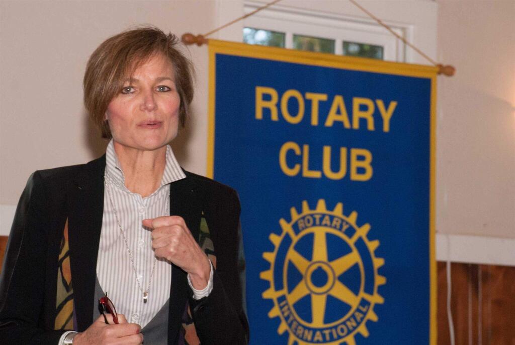 Kristen Madsen, Director of Creative Sonoma, describing the importance of the arts inSonoma County at a Rotary event.