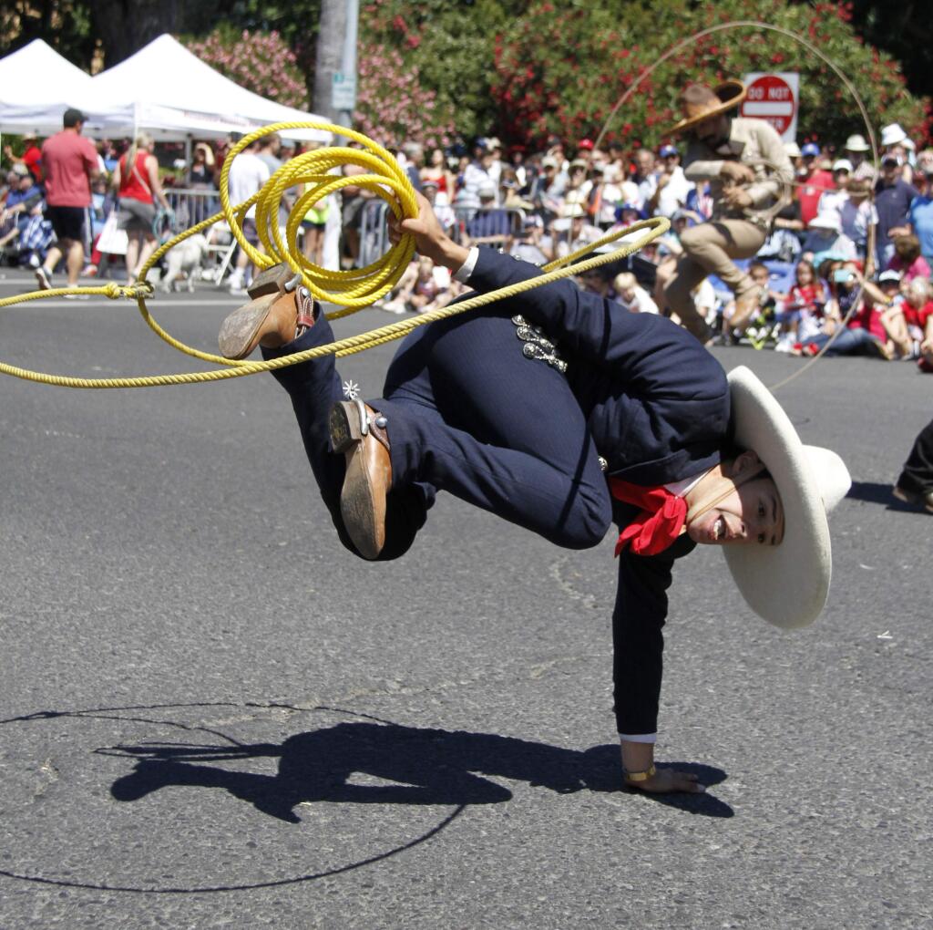 Bill Hoban/Index-Tribune file photoThis caballero with the Charros de Napa was performing rope tricks during Sonoma's annual July 4 parade last year. The deadline for parade entries is June 27.