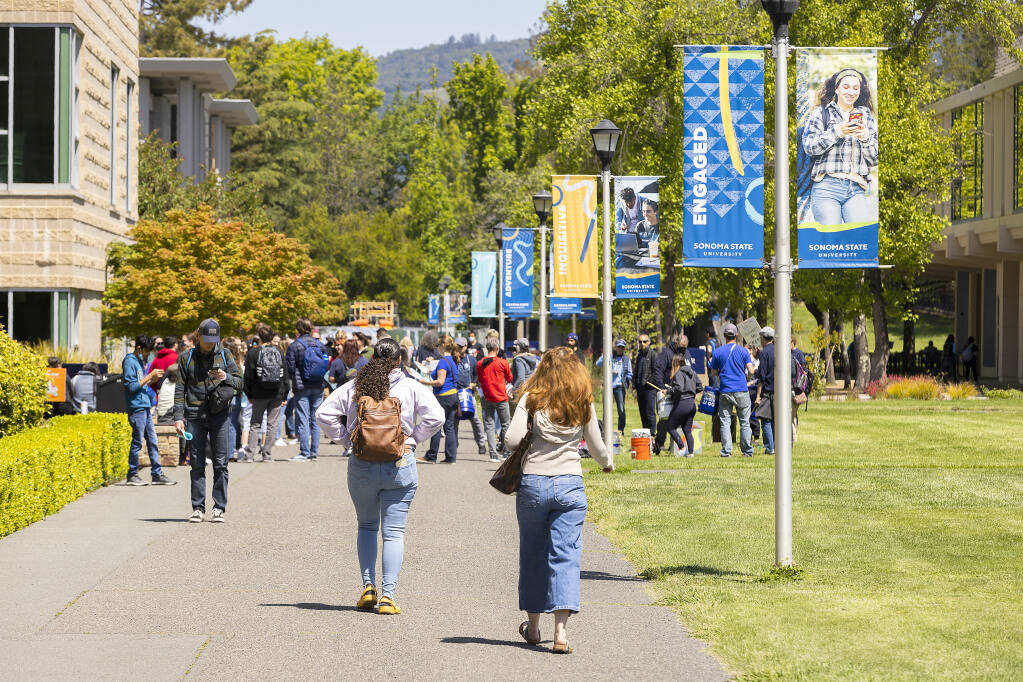 The Sonoma State University campus in Rohnert Park on April 28, 2022.   (John Burgess/The Press Democrat)