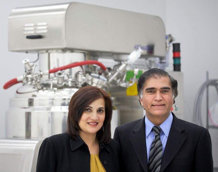 NeilMed Pharmaceuticals CEO Nina Mehta, left, and founder and president, Dr. Ketan C. Mehta, right, in Santa Rosa. (Mark Aronoff / The Press Democrat)