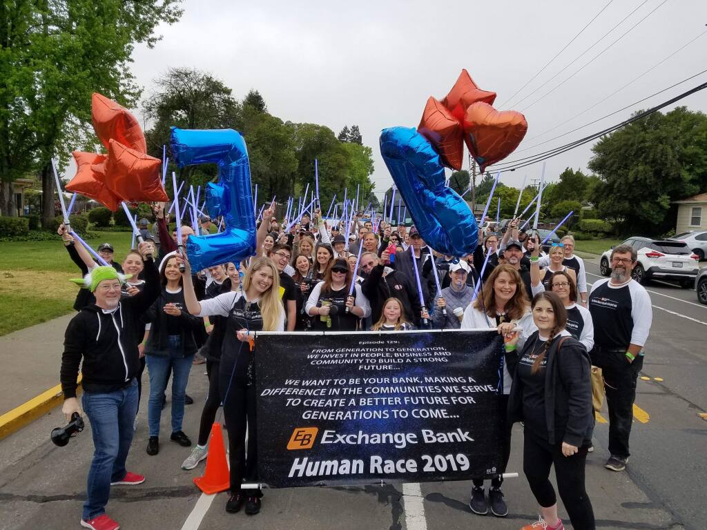 Part of Exchange Bank's volunteerism focus is employee participation in the annual fundraiser Human Race. (courtesy photo)