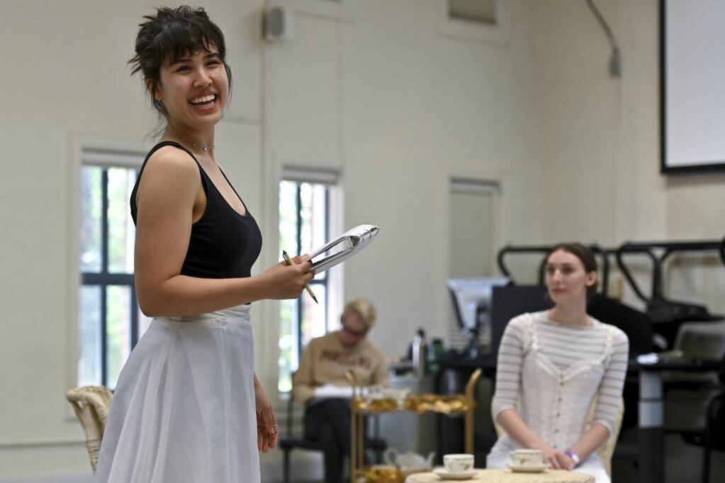 Sam Woo, left, and Piper Monson rehearse for this summer’s Summer Repertory Theatre season. (Thomas Chown.)