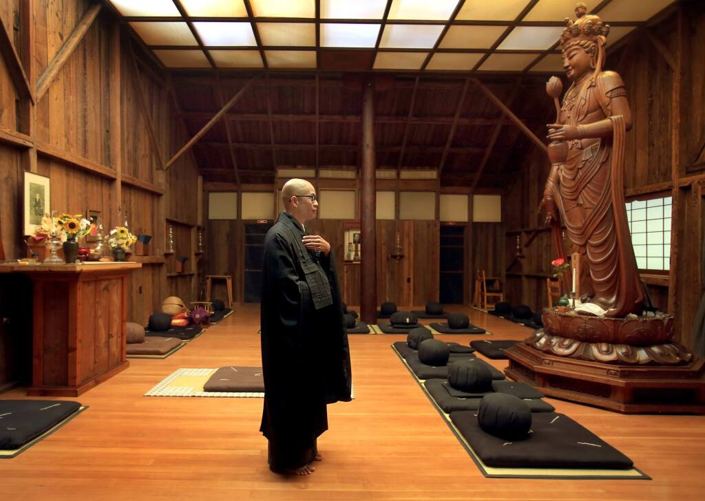 Demian Nyoze Kwong, 'leader of practice' at the Sonoma Mountain Zen Center, in the meditation room in 2013, when the Center initially sought its revised use permit. Nearly three years later, Zen Center supporters hope to finally clear a Board of Zoning and Adjustments hurdle. (Kent Porter / Press Democrat) 2013