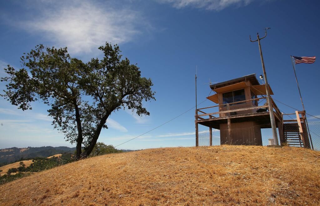 The Pole Mountain Lookout tower, north of Jenner on Monday, June 30, 2014. Sonoma Land Trust has closed escrow on its new 238-acre Pole Mountain Preserve, which is the highest peak along the Sonoma coast.(Christopher Chung/ The Press Democrat)
