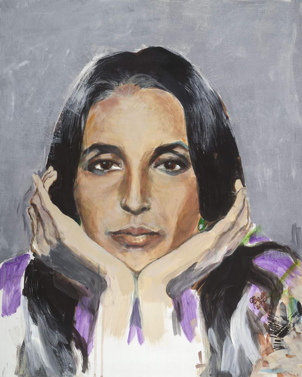 JOAN BAEZ / f Seager Gray GalleryIn her first solo painting exhibition, Joan Baez celebrates the “Mischief Makers' - portraits of people who have brought about social change through nonviolent action - the risk-taking visionaries. The cast of characters, most of whom Joan Baez has known personally, include Martin Luther King, Jr., Burmese leader Aung San Suu Kyi, Czech Velvet Revolution leader Vaclav Havel, Malala Yousafzai, Bob Dylan, Congressman John Lewis, farm worker heroine Dolores Huerta, folk legend and activist Harry In her first solo painting exhibition, Joan Baez celebrates the “Mischief Makers' - portraits of people who have brought about social change through nonviolent action - the risk-taking visionaries.Belafonte, poet and civil rights activist Maya Angelou, spiritual leader Ram Dass, the Dalai Lama, Bread and Roses founder Mimi Farin~a, civil rights leader Reverend William Barber, Vietnam draft resistance leader and author David Harris, and native American medicine woman and activist Marilyn Youngbird. She also includes a portrait of herself as a young woman and one of a young monk inspired by a portrait she saw during a trip to Vietnam.
