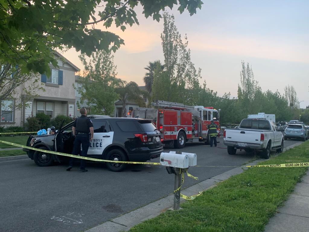 Emergency personnel, on Monday, April 25, 2022, had blocked off the southern half of West Creek Lane. All attention appeared to be on a two-story home on the west side of  the street. The stabbing was reported about 3:30 p.m. in the 2900 block of West Creek Lane, which is in a residential area just west of Stony Point Road and Hearn Avenue. (The Press Democrat)