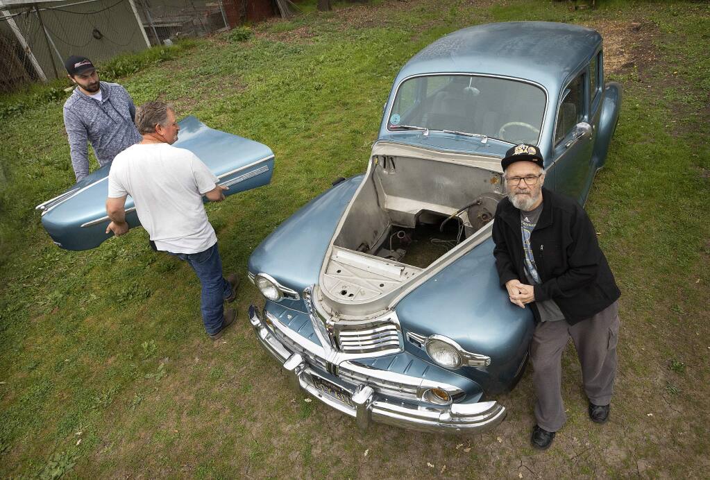 Denis Quinn, 73, exchanged an old truck for $10,000 worth of work on his 1947 Lincoln Sedan by Santa Rosa mechanic Suede Barganski back in 2016. Quinn's family found the car, without an engine, in a field in Penngrove 3 months ago and Barganski has been arrested. (Photo by John Burgess/The Press Democrat)