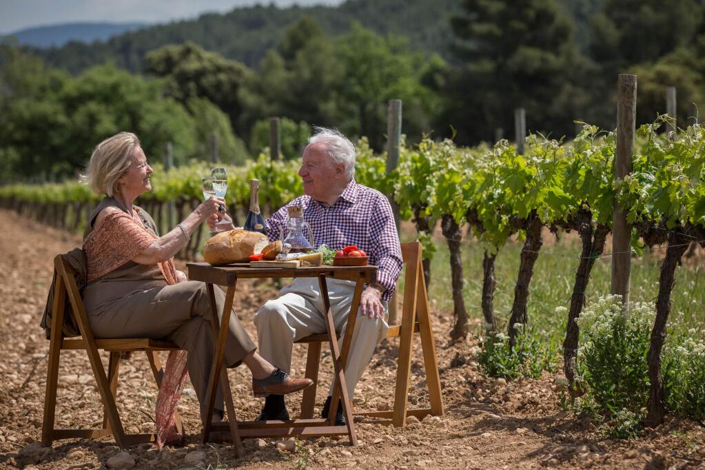 Gloria and José Ferrer, shown in May 2014 in Spain at Segura Viudas, a winegrowing estate in the Penedès. Their Gloria Ferrer Caves & Vineyards winery is located in Carneros, a region cooled by the fog from the San Francisco Bay. The cool temperatures slow down ripening, allowing the flavors to develop. (photo: MIGUEL MONFORT SUBIRANA)