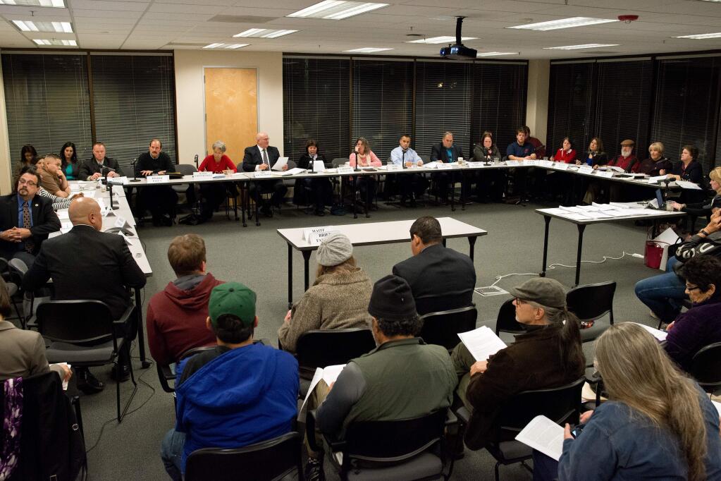 Members of a community task force convene at their first meeting in January at the Sonoma County Human Services Department . (Alvin Jornada / The Press Democrat, file 2014)
